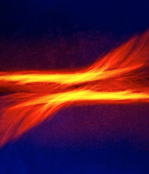 Abstract glowing lines representing flow and balance in dark space