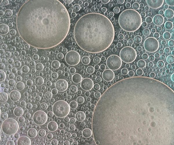 Gentle blue abstract background with floating circular shapes