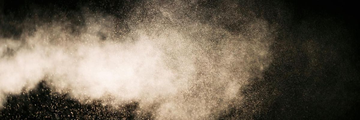 Wide abstract horizon with glowing blue particles